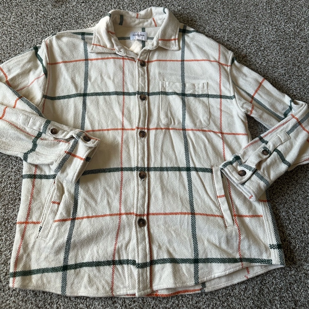 Goodfellow & Co Cream and Green Plaid Jacket